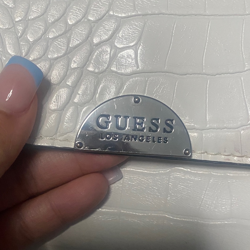 Guess White Croc-Embossed Top-Handle Satchel - Picture 2 of 7
